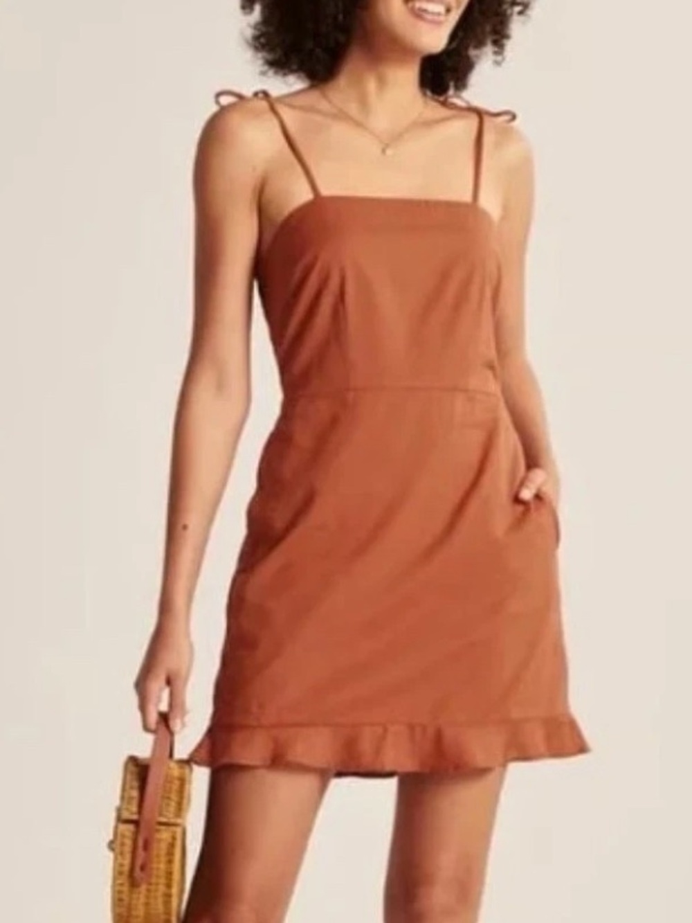 Abercrombie & Fitch Burnt Orange Tie Strap Mini Dress Sz Med